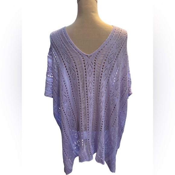 Women’s Crochet Purple Cover Up Shirt Top Temu Size 5XL = 22 US Knit Beach Boho - Picture 4 of 10